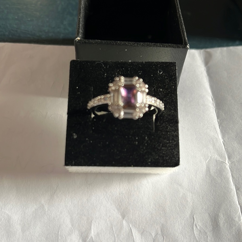 Sweetly Simple Lab created yellow rainbow topaz ring, size 9